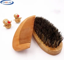 Comb&Shaving brush Set Beard Brush For Men Bamboo With 100%Boar Bristles Face Massage That Works Wonders To Comb Beards&Mustache