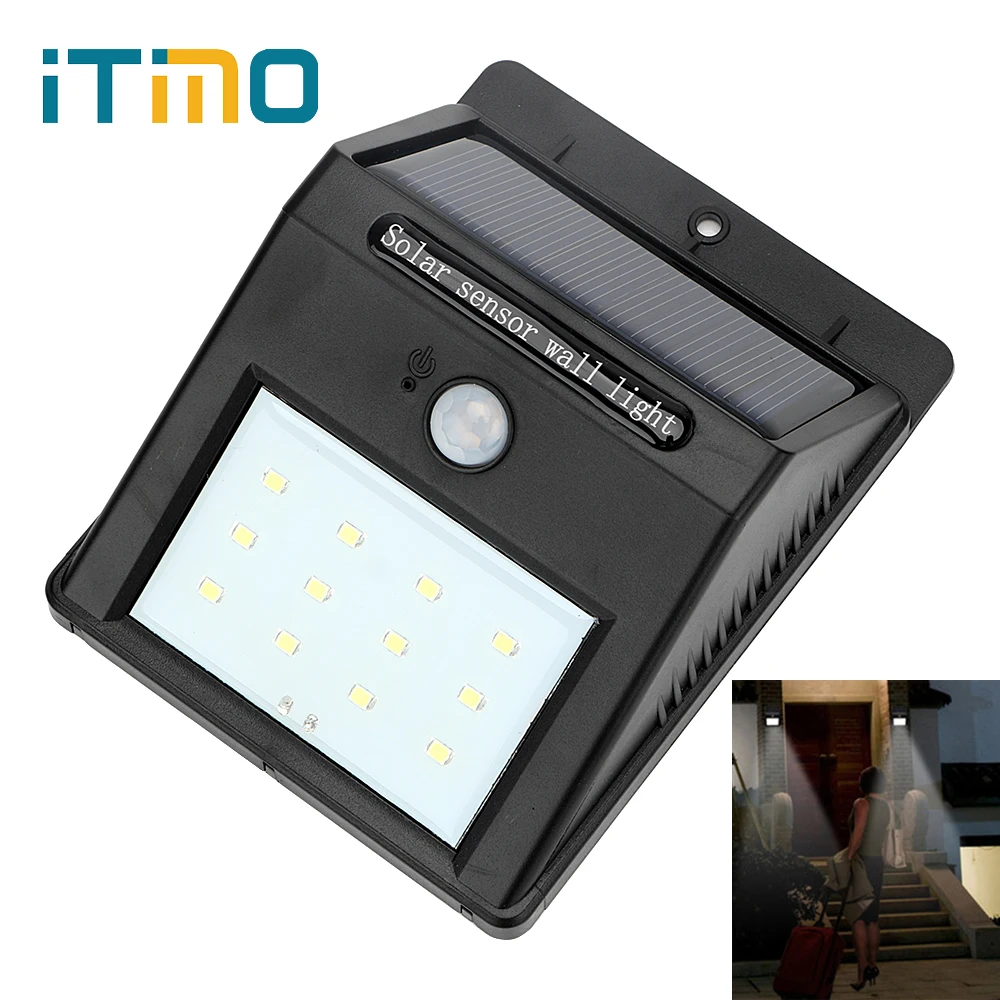 

iTimo Solar Wall Lamp Motion Sensor Garden Patio Pathway Decors Outdoor Lighting Wireless Waterproof 12 LEDs Emergency Light