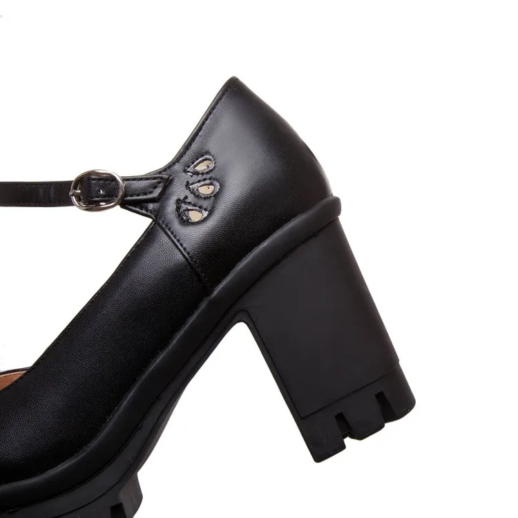 PXELENA/женские туфли-лодочки в стиле панк, готика, рок, на платформе, на толстом высоком каблуке, женская обувь, весна-осень,, черный и белый цвета, размеры 34-43