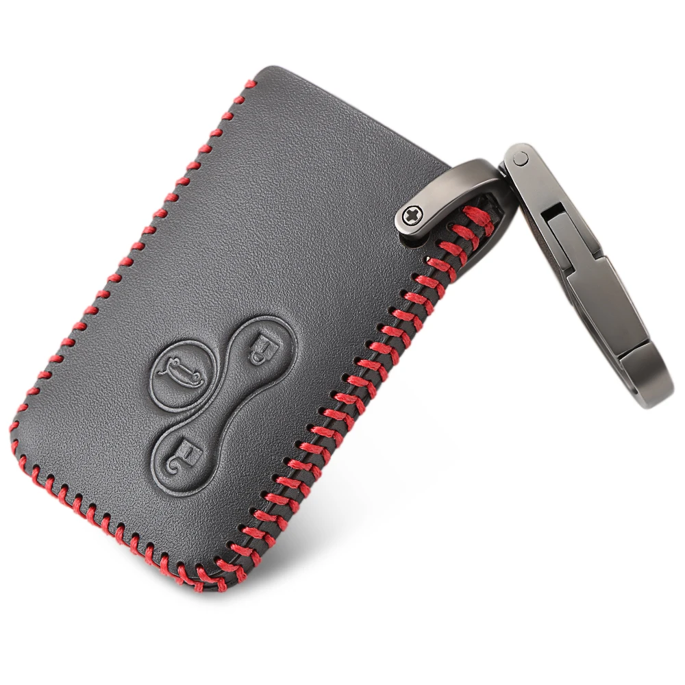 

Leather 3 Button Car Key Cover Case Protector Skin Smart Card For Renault Clio Logan Megane 2 3 Koleos Scenic