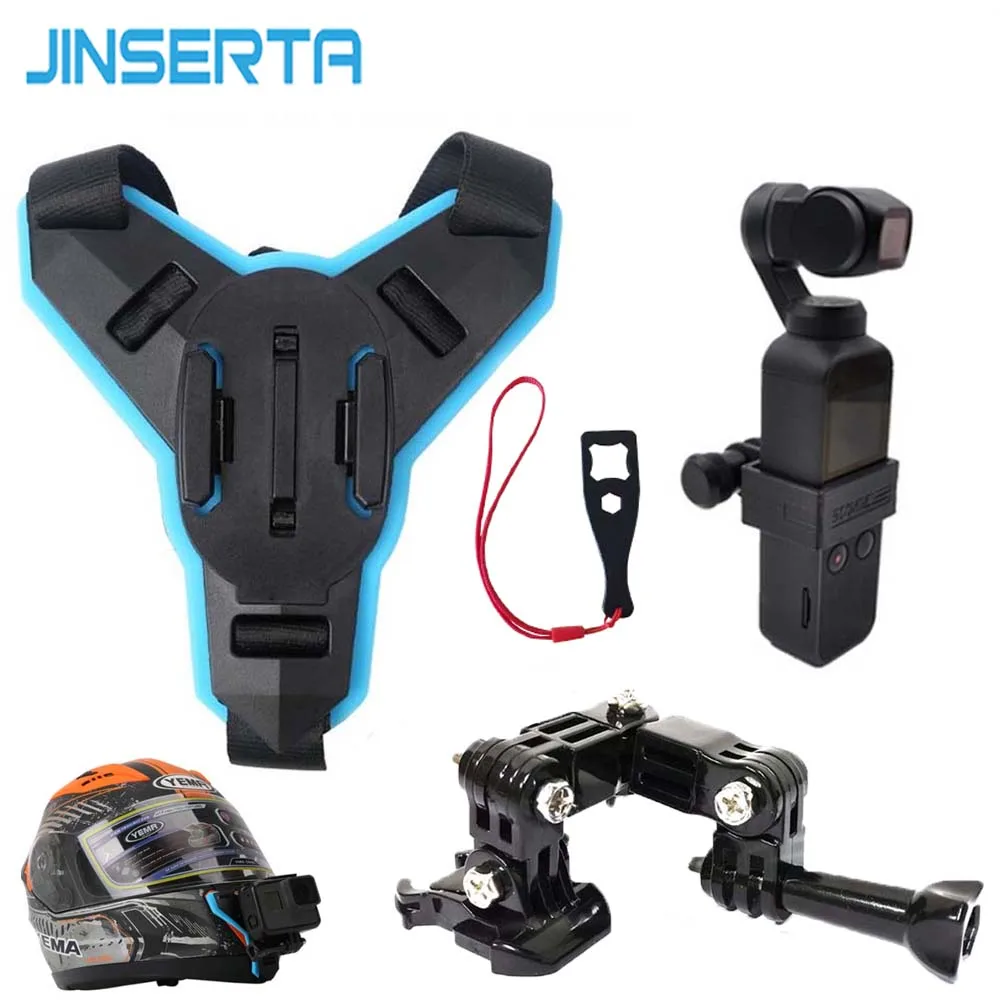 

JINSERTA Full Face Helmet Chin Mount Extension Holder Set for OSMO POCKET Gopro Hero 7 6 5 SJCAM Motorcycle Helmet Chin Stand