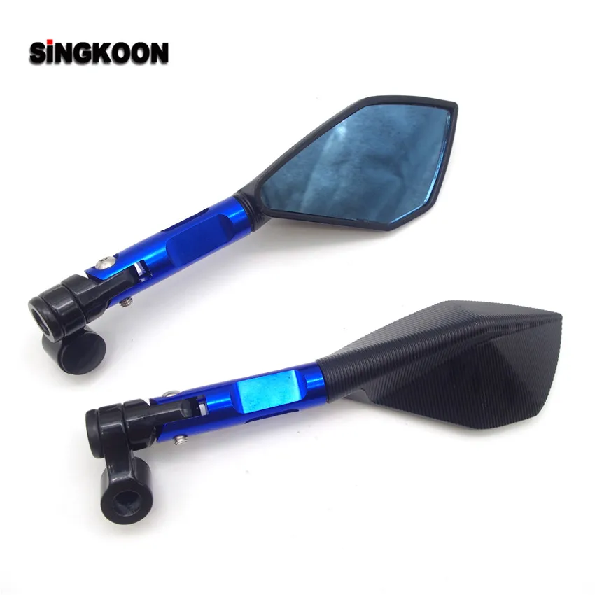 

8 10mm universal cnc motorcycle mirrors Blue Lens Rearview Side Mirror FOR bmw r1150rt xsr900 honda dio af18 er5 yamaha mt 125