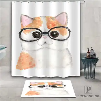 

Custom Image of cat (1) Waterproof Shower Curtain Doormat Home Bath Bathroom Polyester Fabric Multi Sizes#2019-01-12-311