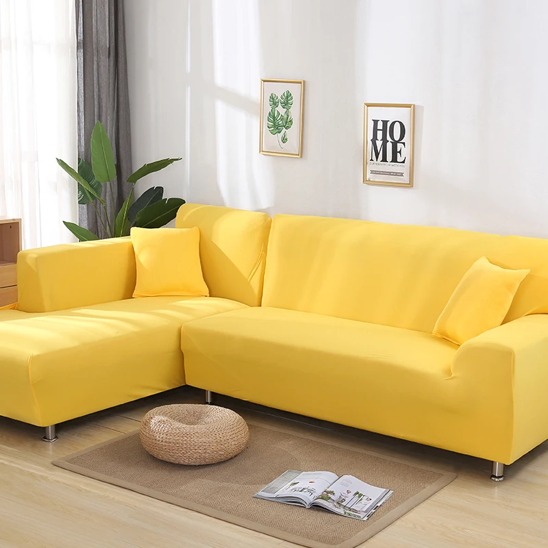 

Solid Color Sofa Cover L-shape Corner Couch Cover Sectional Sofa Cover For Living Room Decor Stretch Elastic Sofa Wrap Towel
