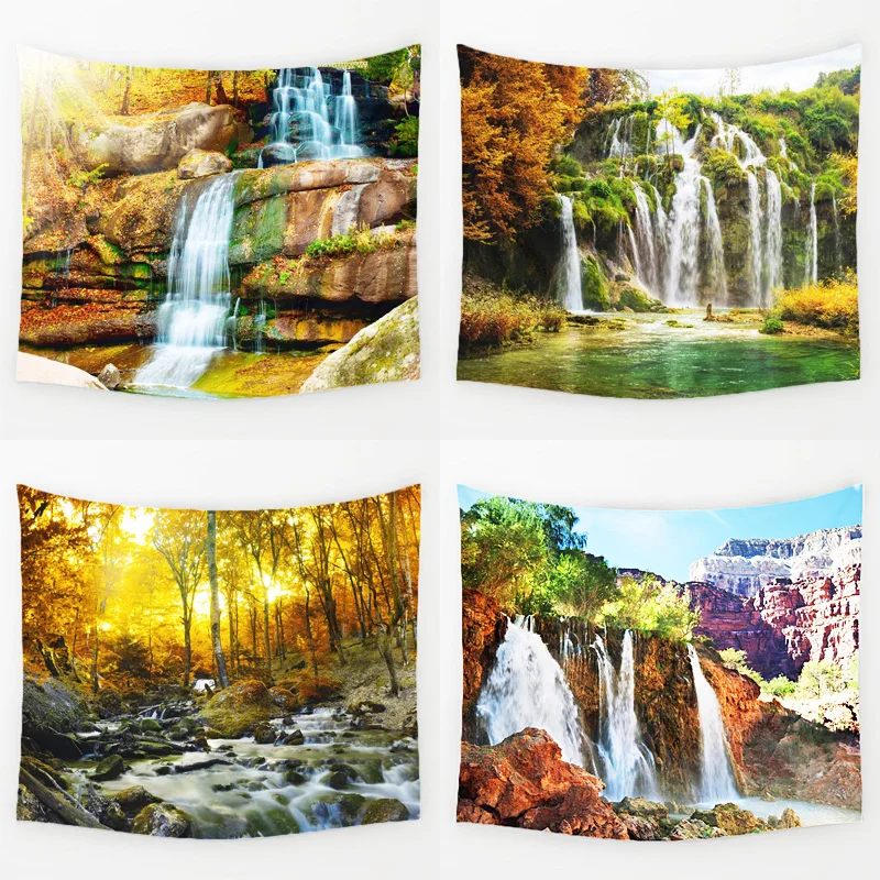 Comwarm Beautiful Restful Mountain Waterfall Wall Hanging Gobelin Mural