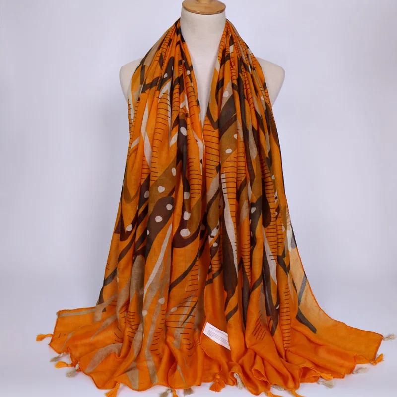 women printed flower viscose scarf spring voile scarves girls long soft