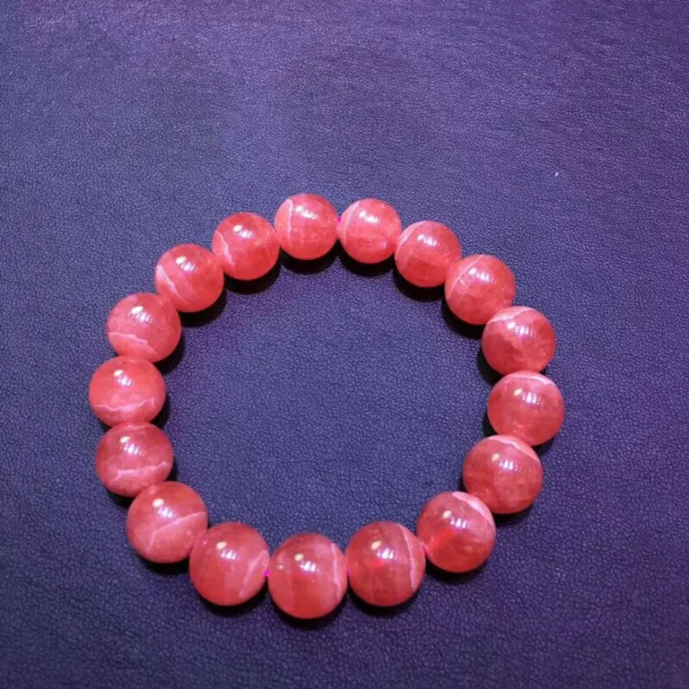 

12mm Genuine Natural Red Ice Rhodochrosite Gem Stone Crystal Round Bead Bracelet Women Charm Stretch Bracelet AAAA