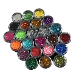 24 цвета украшения для дизайна ногтей яркие акриловые блестки ногти с uv-фильтром украшение маникюрный декор наклейки для ногтей