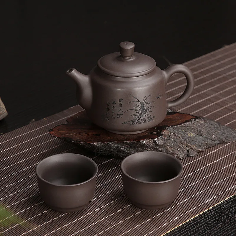 

Good quality 3pcs Purple Clay Teaset,200ml teapot+2pcs teapot,Yixing Zisha Boccaro Kongfu Pottery Filter Infuser Collection Art