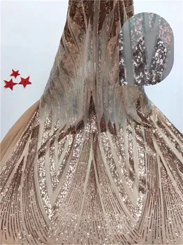 

Pretty party dress material for sewing latest tulle lace fabric French net lace fabric with sequins PDN451(5yards/lot)