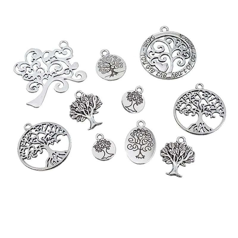 

MJARTORIA Random Mixed Pendant Hollow Tree Pattern Charms For Jewelry Making Handmade Necklace Women Men DIY Craft 2-2.5mm10PCs