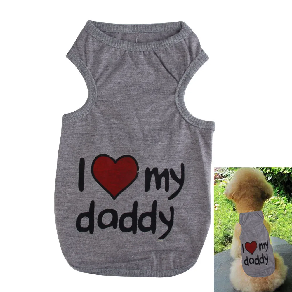 Высокое качество серый милый Собака Щенок с принтом "любящее сердце" жилет одежда летняя одежда FG