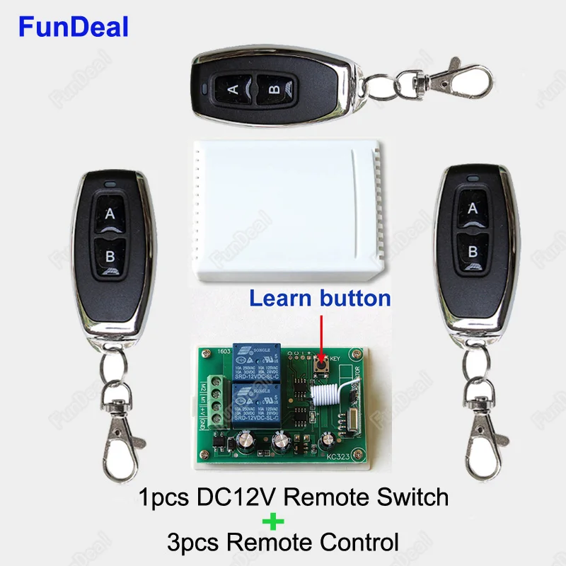 433MHz Funk Relais 2-Kanal - DC 3.7-12V Fernsteuerung Mit Lerntaste