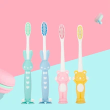 Зубная щетка для маленьких мальчиков и девочек с мультяшными медведями и кроликом; зубная щетка для малышей; детская зубная щетка