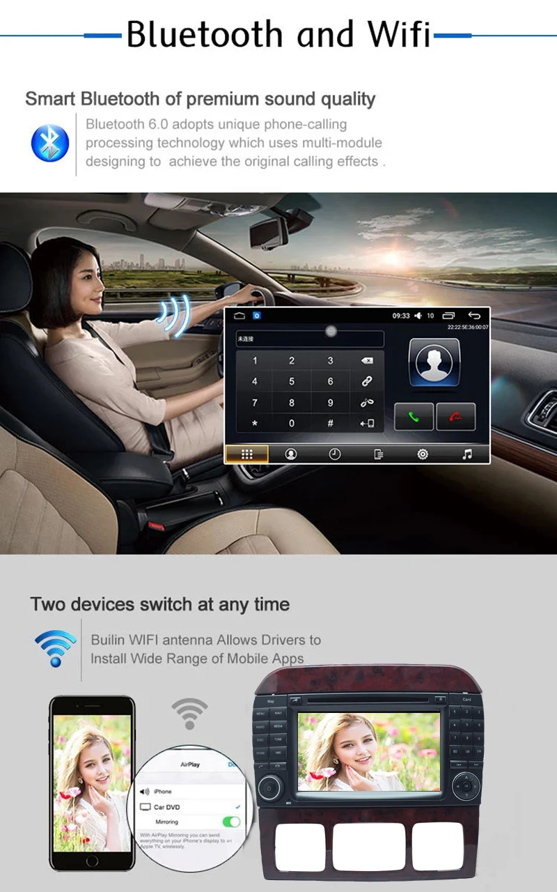 Top Android 2Din 7inch DVD Car Audio Navigation System For Benz S W220 (1999-2006) Benz CL-W215(1998-2005) With Car Multimedia Playe 2