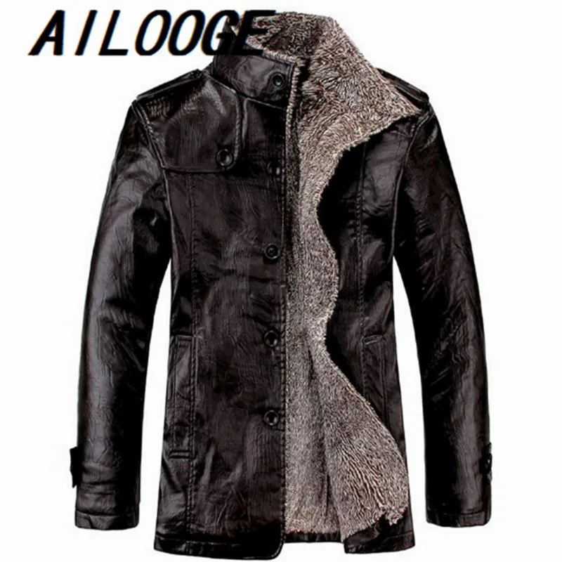 

Fashion Men Fur Leather Jacket Winter Style 4XL Leather Suede Coat Male Cool Fur Bomber Jacket Leather Windbreaker For Men