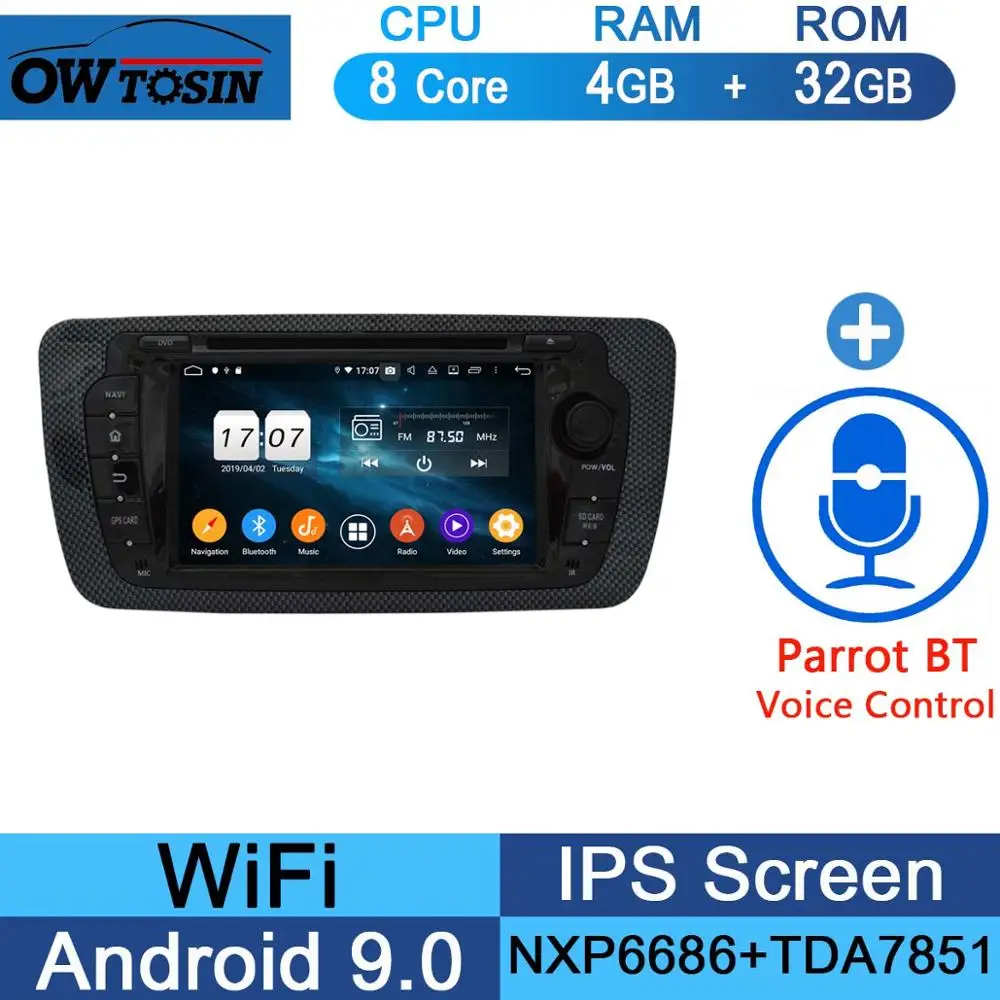 " ips 8 Core 4G+ 64G Android 9,0 автомобильный dvd-плеер для Seat Ibiza 2009 2010 2011 2012 2013 gps навигация радио DSP попугай BT - Цвет: 32G Parrot BT