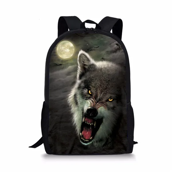 Прохладный 3D Wolf Moon рюкзак для школьников жгут основной дети динозавров Bagpack дизайнер Bookbags полиэстер - Цвет: Z1913C