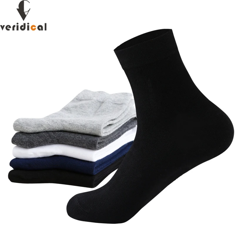 

VERIDICAL Combed cotton men socks short business work solid socks harajuku gifts for men socken sox meia masculina 5 pairs/lot