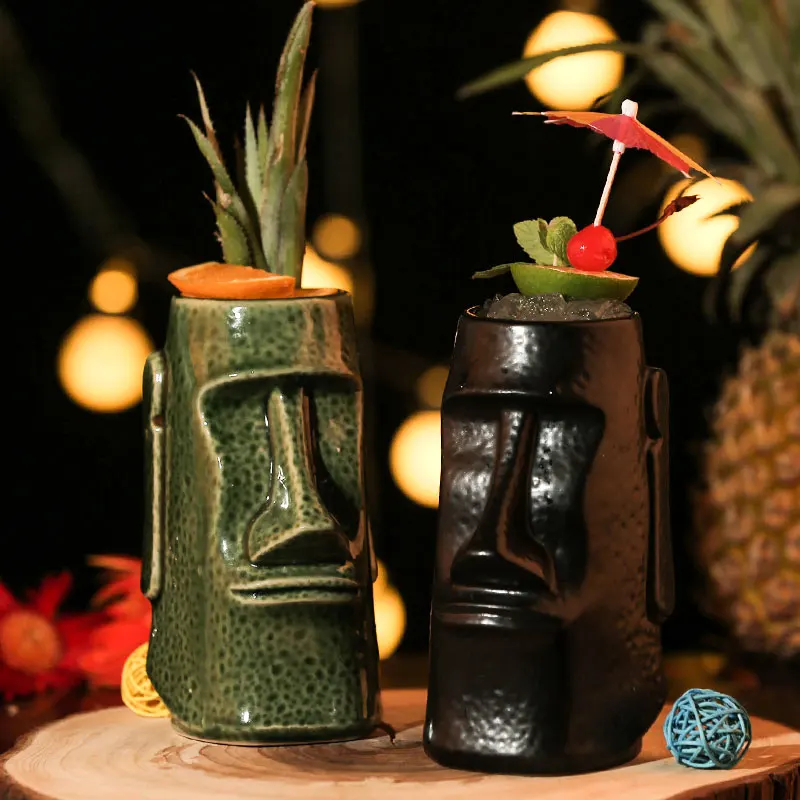 Гавайские кружки Tiki, Коктейльная чашка, пивная кружка для напитков, кружка для вина, керамические кружки Tiki, отлично подходят для коктейльных напитков