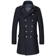 Shanghai Story зимнее повседневное двубортное пальто для мужчин с воротником-стойкой, приталенное длинное пальто для мужчин s Шерстяное полупальто 2 цвета