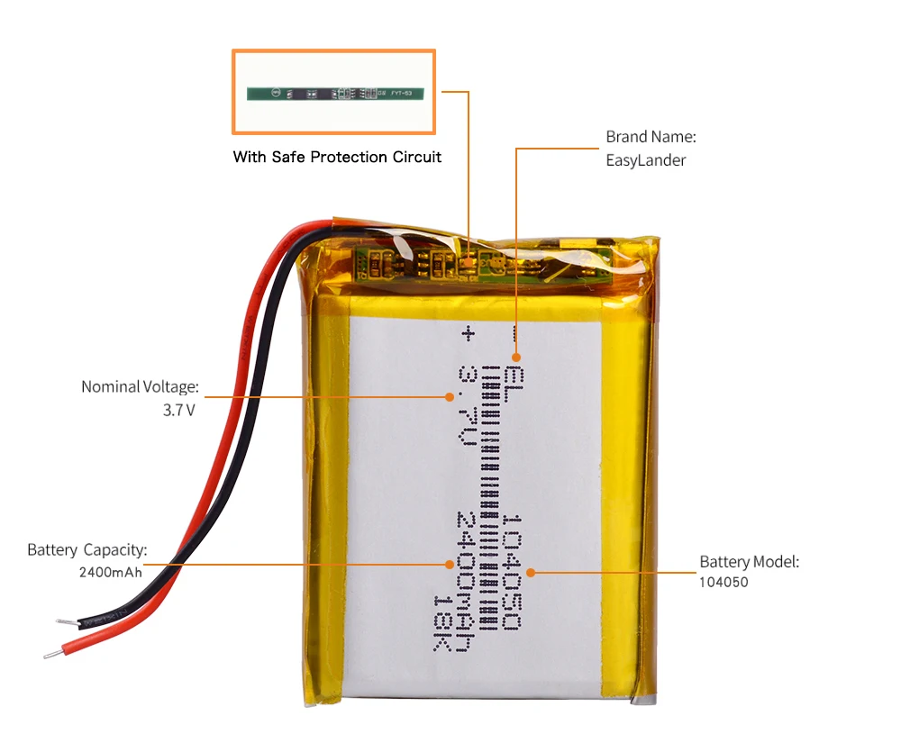 Перезаряжаемый 3,7 в 2400 мАч литий-полимерный аккумулятор 104050 литий-полимерный аккумулятор Li-Po Li ion Lipo cells для gps MP3 MP4 регистратор вождения
