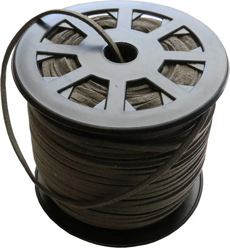 100 ярдов искусственная замша плоский кожаный шнур шнурок 3 мм - Цвет: Серый