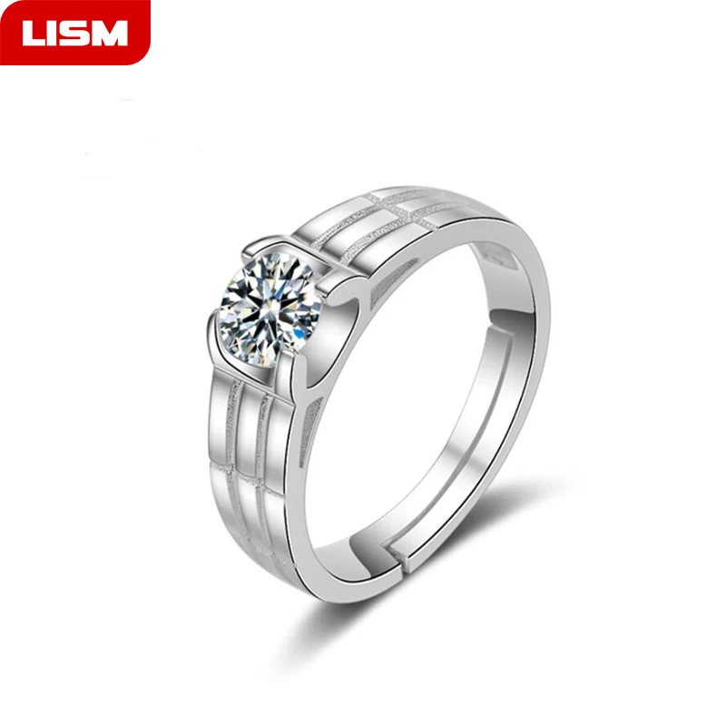 

2019 Mens Rings Adjustable Fashion 925 Stering Silver Cubic Zirconia Men Ring Male Finger Rings for Jewelry Gift New Year