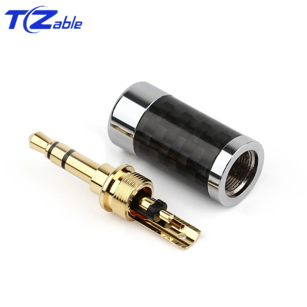 Jack 3 5mm Headphone Adapter 3 Pole Stereo Metal Splice Carbon Fiber Earphone Male Plug HiFi Audio Jacks Soldering Connector DIY