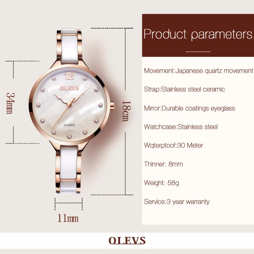 Olevs Роскошные Брендовые женские часы relogio feminino модные розового золота