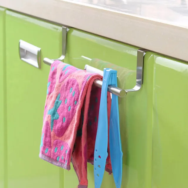 Cheap Stainless Steel Towel Bar Holder Kitchen Cabinet Cupboard Door Hanging Rack Storage Hook Accessories LBShipping