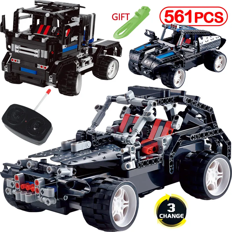 

561pcs/3IN1Sports Off-road Cars DIY Bricks RC Car 2WD Radio Remote Control Building Blocks Toys For Kids