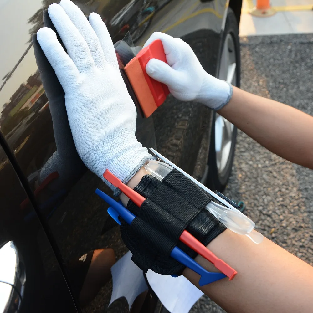 

EHDIS Magnetic Wristband Tools Bag for Vinyl Car Wrap Tool Set Window Tint Film Squeegee Scraper Knife Holder Magnet Waist Bag