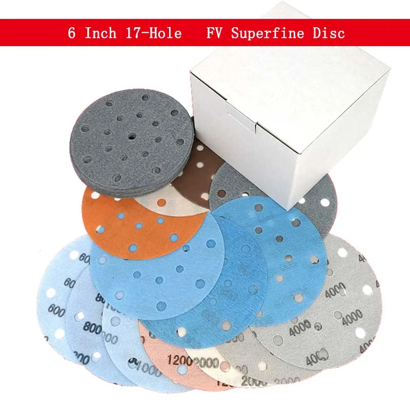 10PCS FV Superfine Film Sanding Disc 6 Inch 17 Hole Waterproof