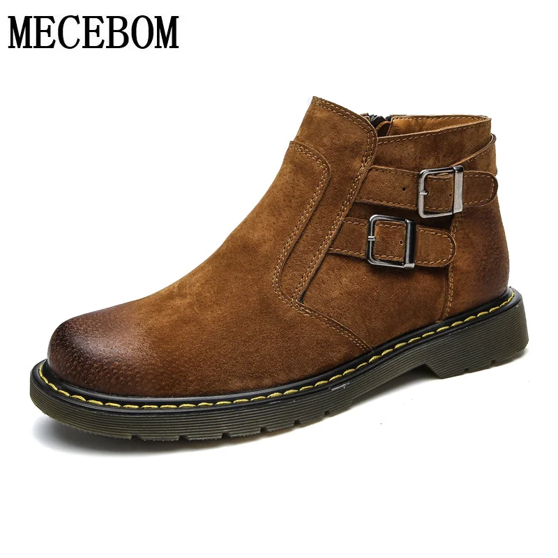 

Men's boots fashion genuine leather ankle boots buckle decoration zip casual shoes men ankle boots moccasins size 39-44 929m