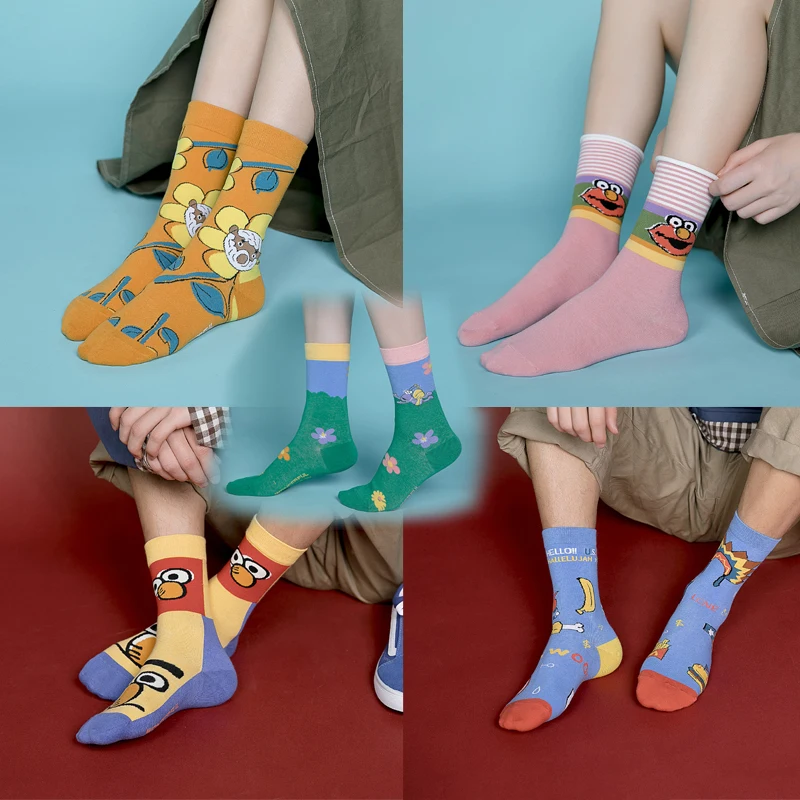 Модные женские носки унисекс Harajuku, цветные хлопковые носки для мужчин, 1 пара