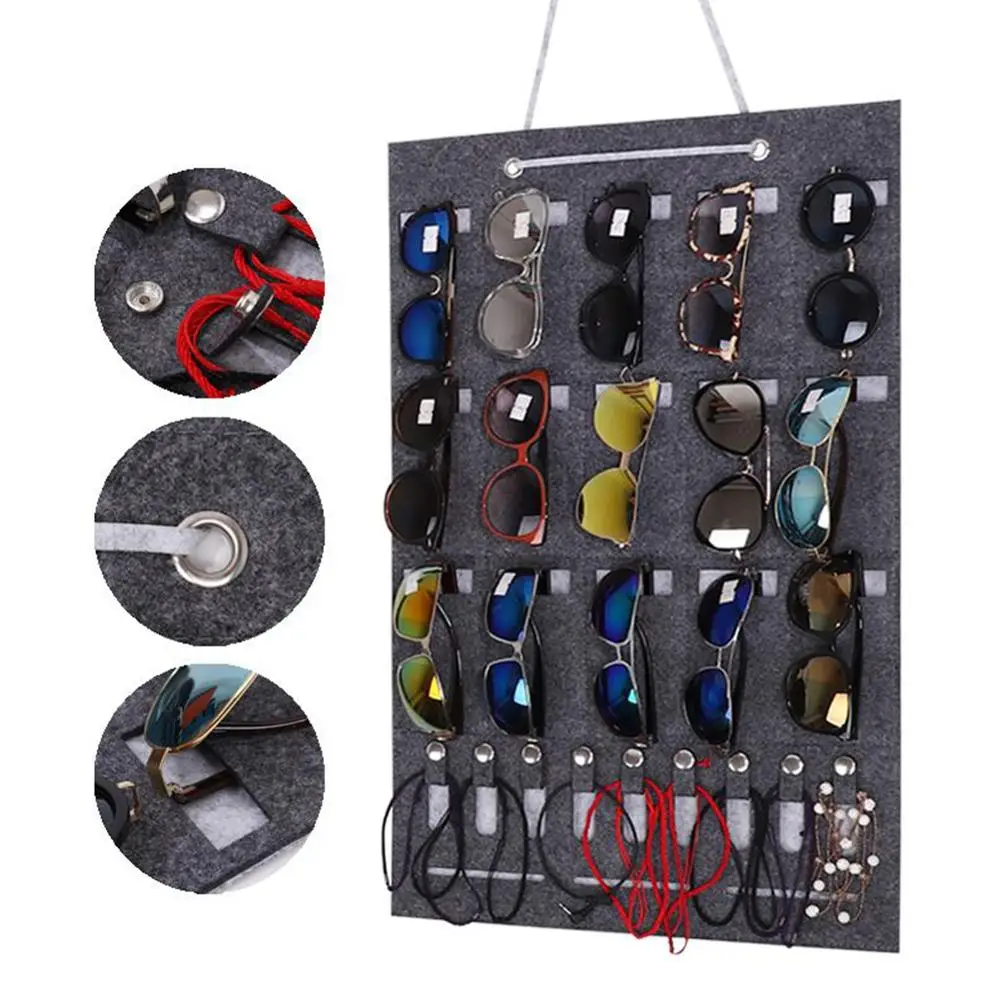 

Sunglasses Hanging Bag Glasses Organizer Storage Wall Pocket Display Wall Door Hanging Decor Gifts car keys Holder Accessories