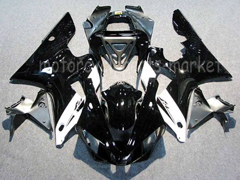 

Black w/ Silver Complete ABS Plastic Injection Bodywork Mold Fairing Kit For Yamaha YZF R1 2000 - 2001 YZFR1 00 01