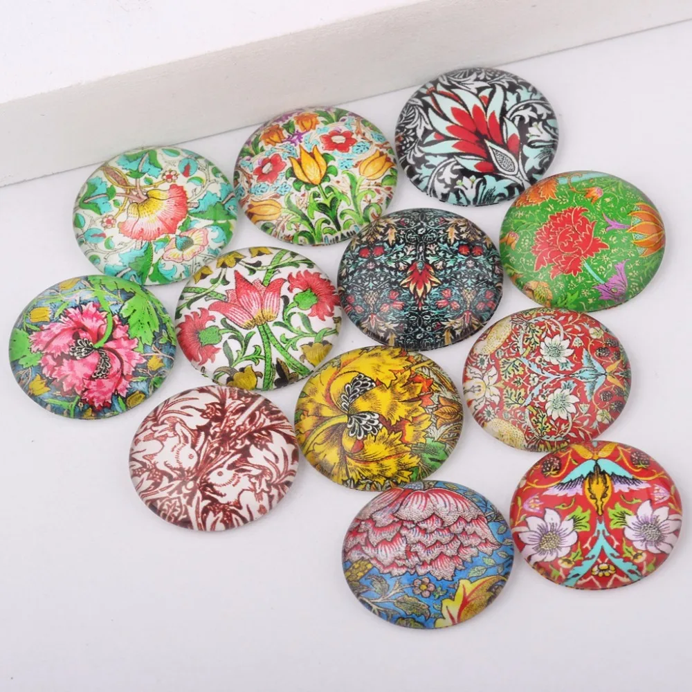 

reidgaller mixed flower pattern photo round glass cabochons 10mm 12mm 14mm 18mm 20mm 25mm diy jewelry components