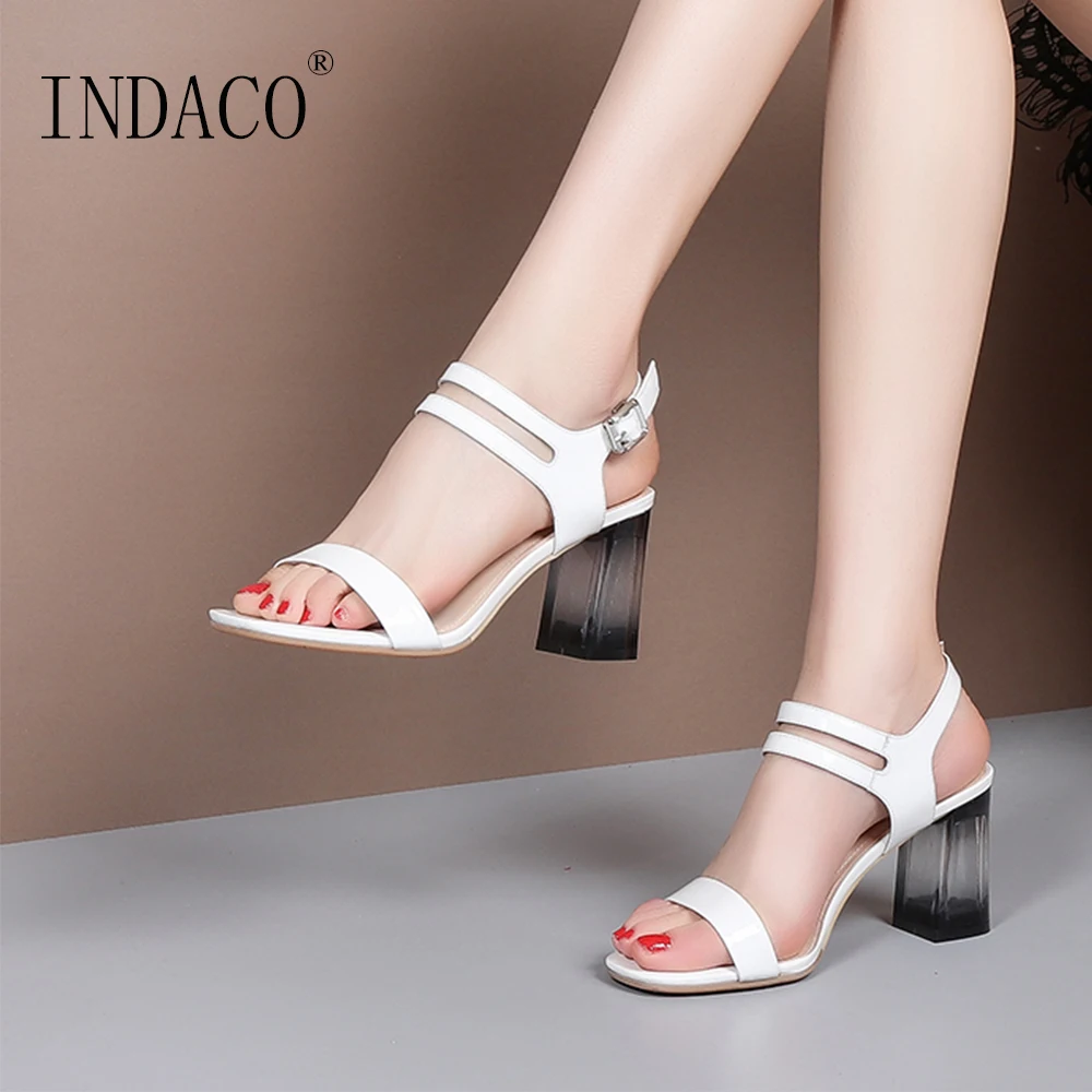 

Sandals Women Summer Shoes Women Sandals Summer Footwear Patent Leather Open Toe Thick Heel Shoes