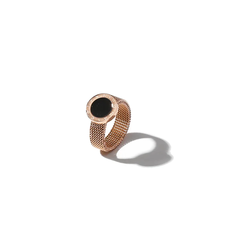 

YUN RUO 2019 Fashion Roman Numerals Rings Rose Gold Color Lady's Birthday Gift Woman Fashion Titanium Steel Jewelry Never Fade