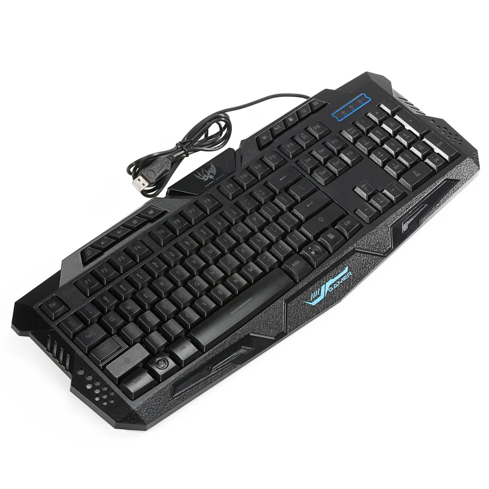HXSJ двуязычная русская/английская Проводная игровая клавиатура с 3 светодиодный