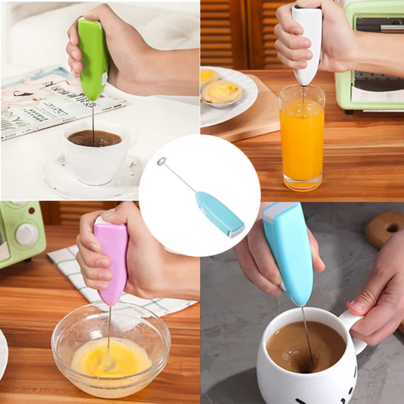 

Handheld Milk Frother Wand Battery Coffee Foam Maker Stainless Steel Whisk Hand Blender Egg Cream Stirring Kitchen Tools