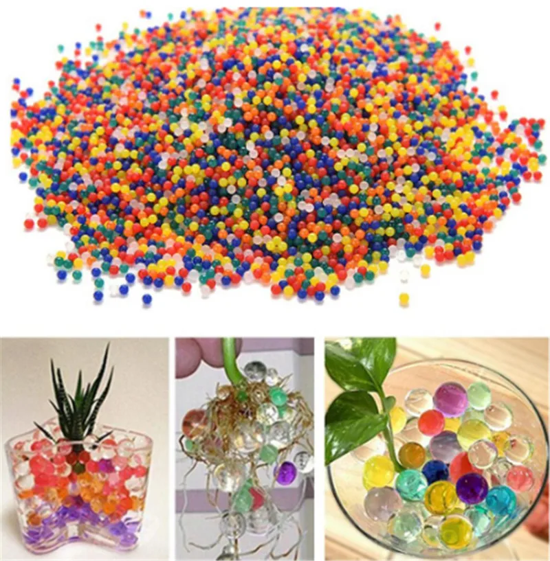 

100 Pcs/Lot Crystal Soil Home Decor Pearl Shaped Hydrogel Gel Polymer Water Beads Mud Grow Magic Jelly Balls