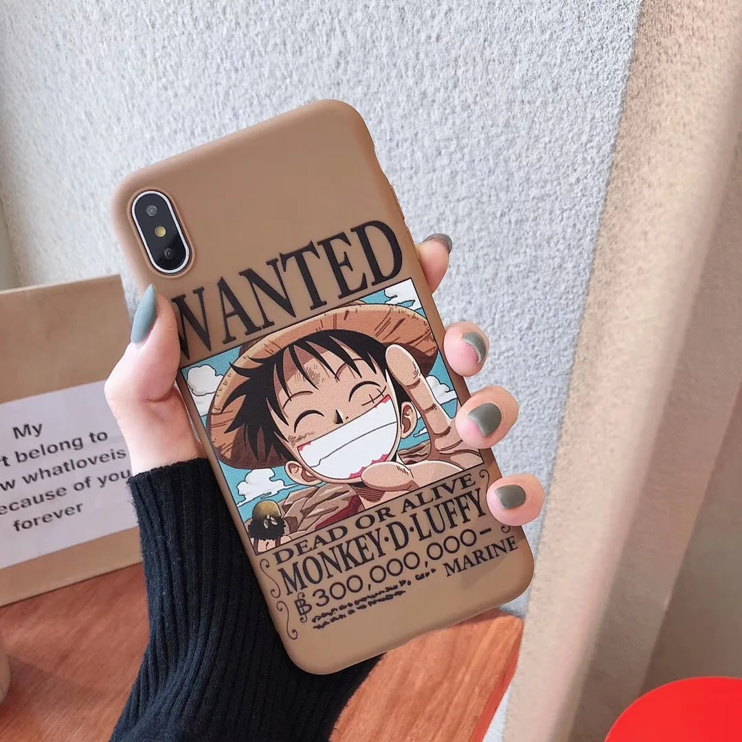 One piece Luffy чехол для телефона аниме для iphone Xs MAX XR X 6 6s 7 8 plus Милая мультяшная улыбка текст окрашенный мягкий ТПУ задняя крышка Fundas