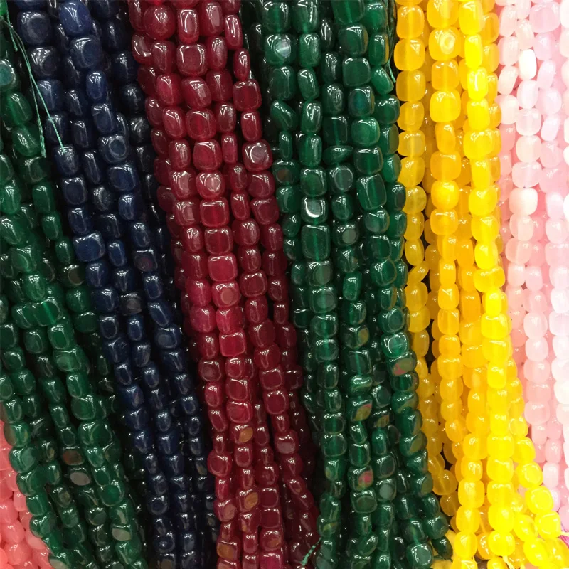 

Square Smooth Natural Stone Yellow Pink Green Blue Red Rubies 6*13-8*14MM Loose Bead For Earring Necklace Jewelry Making DIY