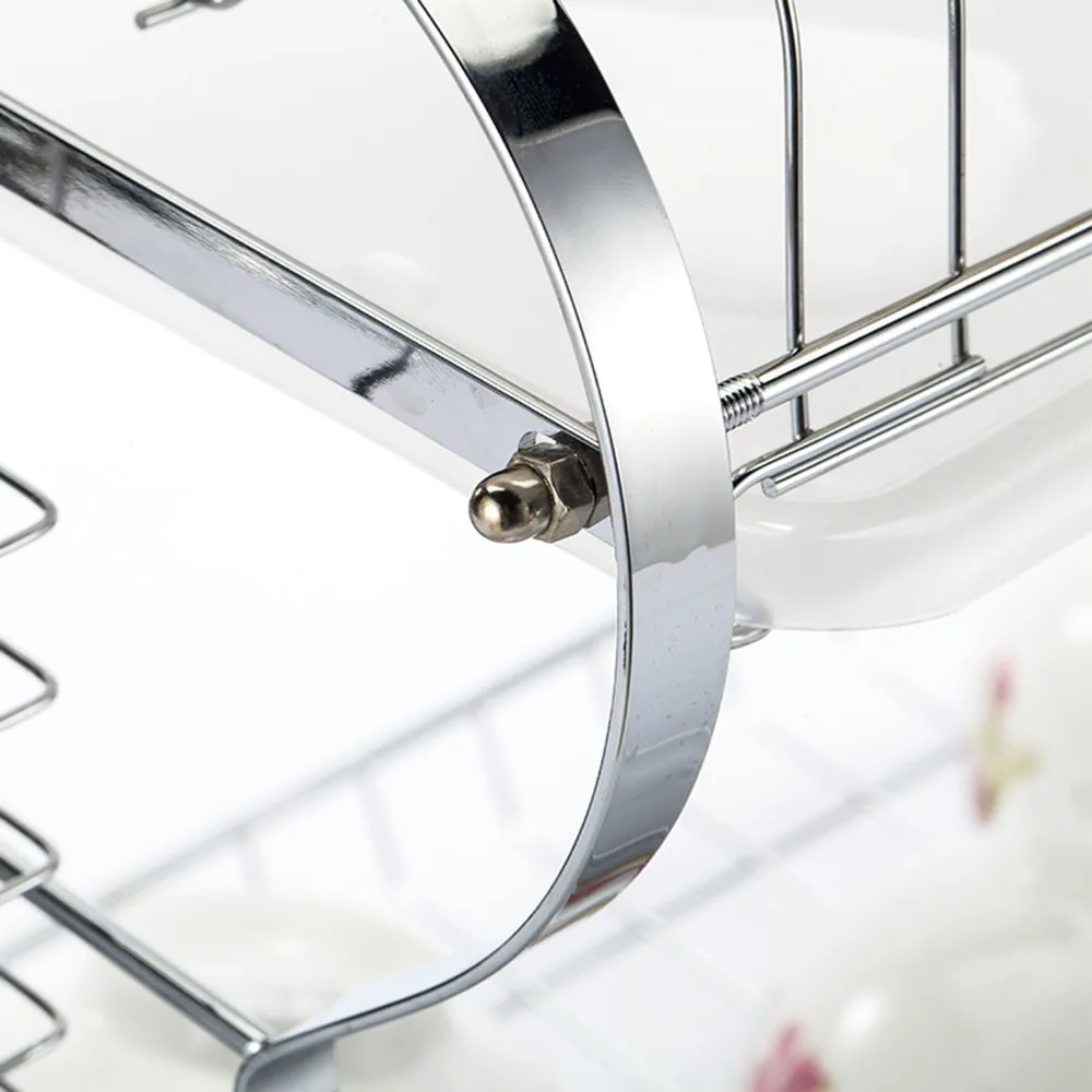 2 уровневый сушильный инструмент R образной формы для сушки посуды Хромированная