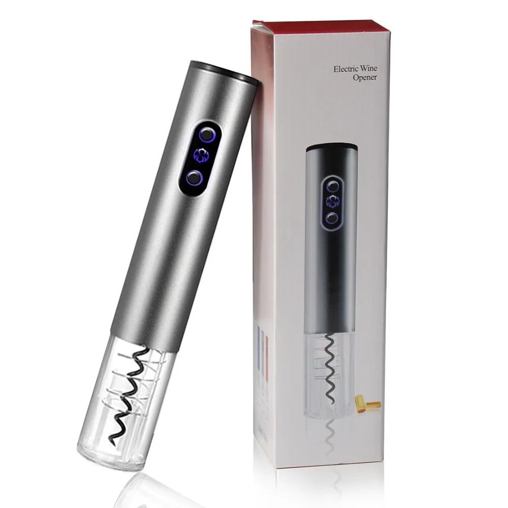 Baratos Aleación de aluminio eléctrico automático vino sacacorchos abridor de botellas vino inalámbrico con cortador de papel y tapón de vacío