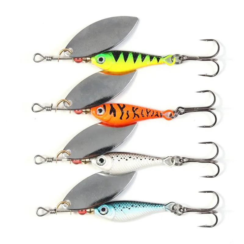 

4 Pieces Spinner Fishing Baits 11g 15g 20g Spinner Spoon Lead Fish Lure Wobbler Long Casting Bait Fishing Tackle