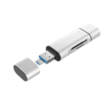 

Portable Mini Design Charming 3 in 1 Card Reader USB Type C Micro USB to 2 Slot TF SD Card Reader Support Type C OTG Card